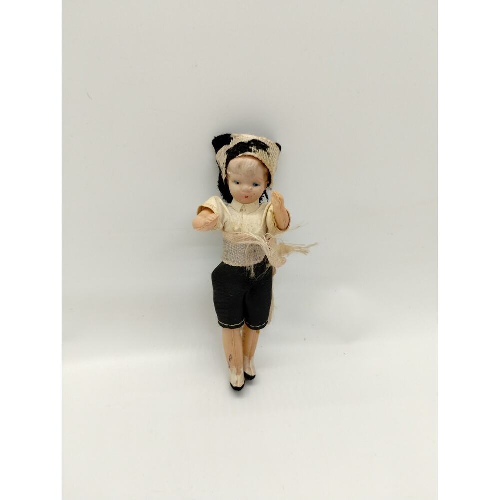 Vintage 4" Tall Plastic Jointed Doll - Made in Japan